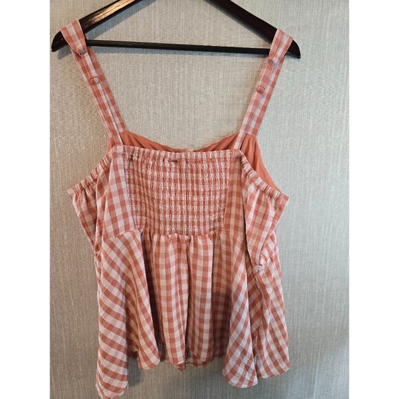 Torrid Size 2X Gingham Smocked Babydoll Tank Top Adjustable Straps New - Picture 3 of 13